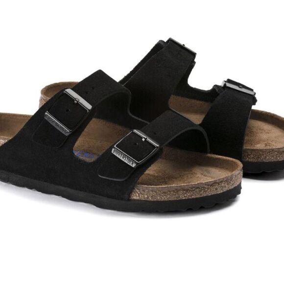 Birkenstock Arizona Soft Footbed Suede Leather Black EU 41 NWT
